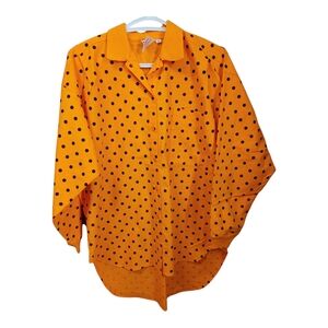 Sweet Baby Jane Orange Polka Dot Button Down Shirt